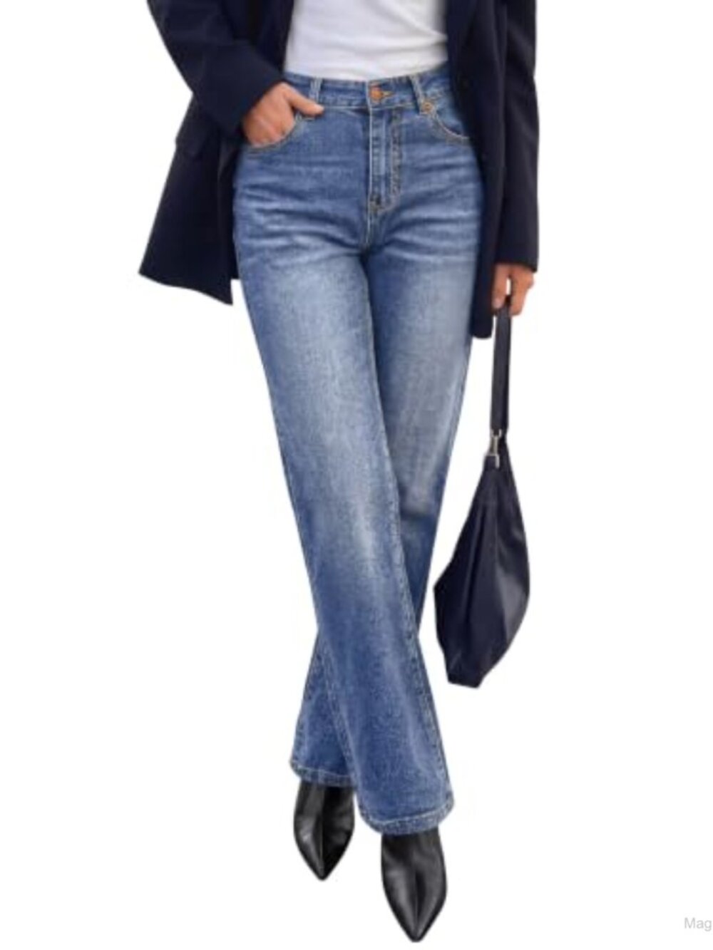 High Waisted Straight Leg Stretch Jeans for Women